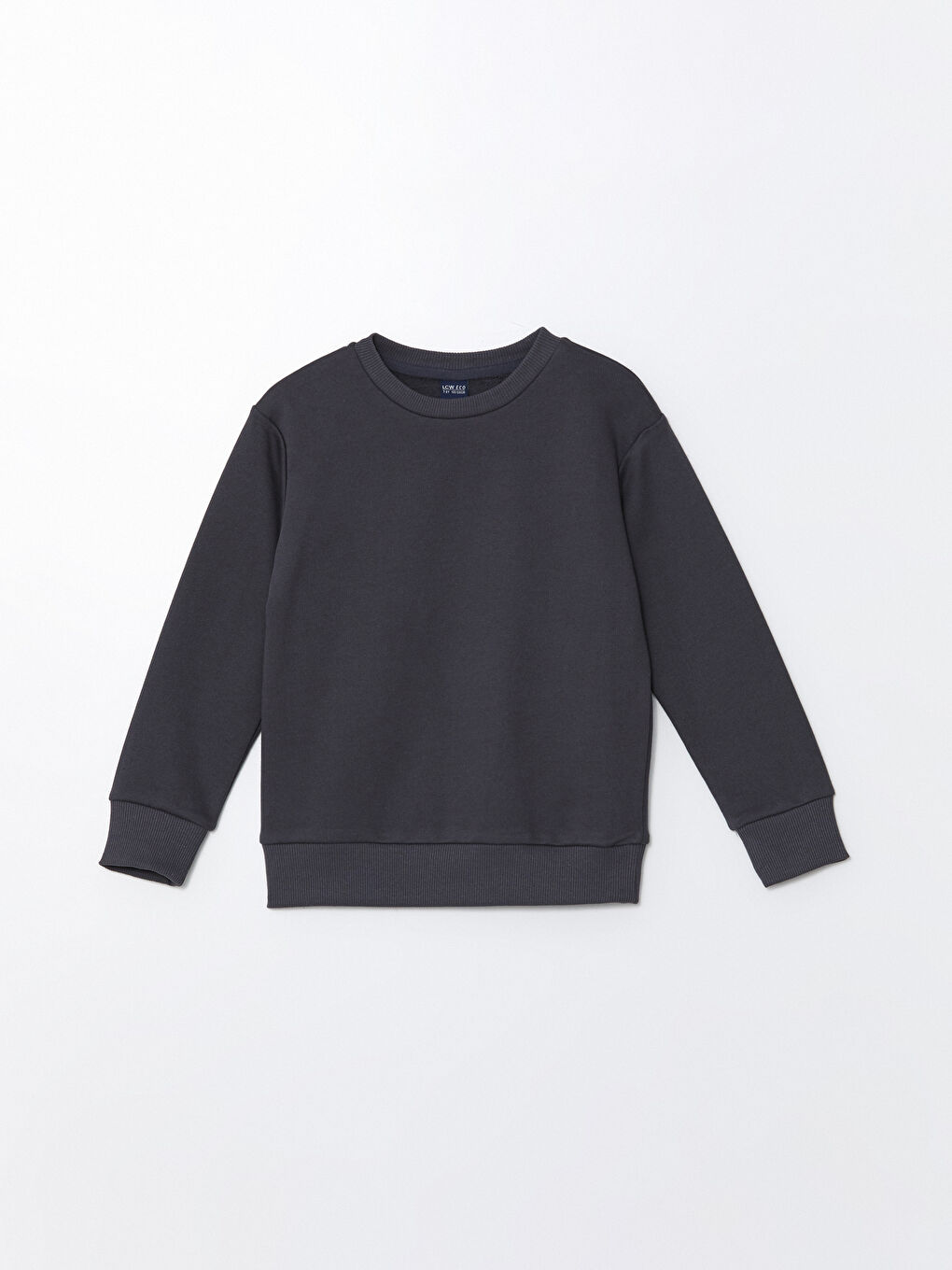 LCW ECO Antrasit Bisiklet Yaka Basic Erkek Çocuk Sweatshirt