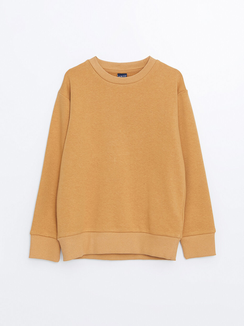 LCW ECO Koyu Bej Bisiklet Yaka Basic Uzun Kollu Erkek Çocuk Sweatshirt