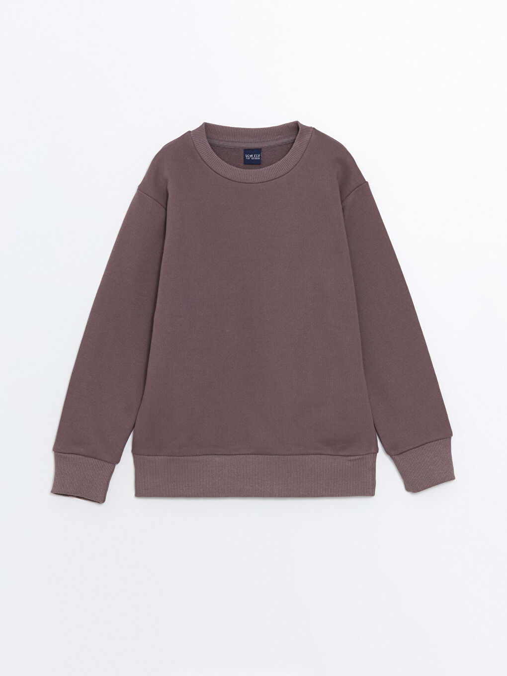 LCW ECO Açık Mürdüm Bisiklet Yaka Basic Uzun Kollu Erkek Çocuk Sweatshirt