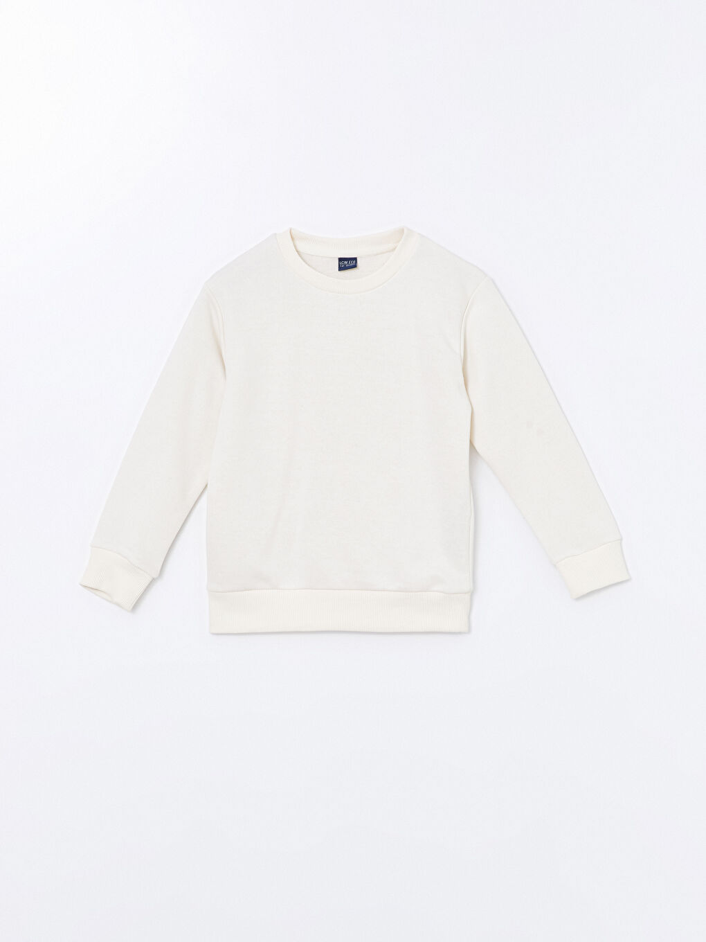 LCW ECO Açık Bej Bisiklet Yaka Basic Uzun Kollu Erkek Çocuk Sweatshirt