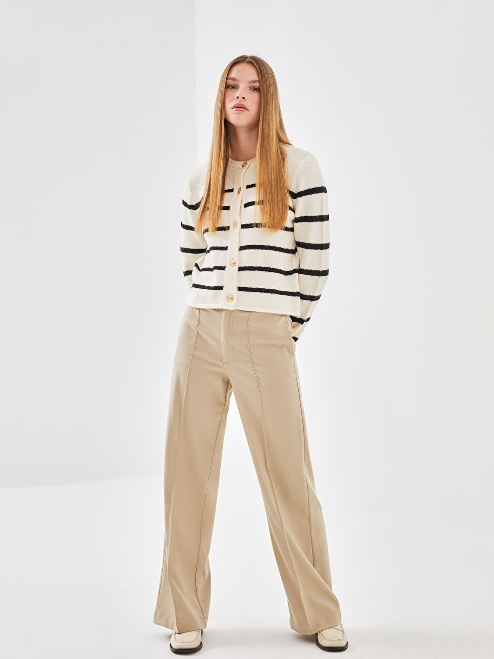 Bej Loose Fit Kadın Pantolon