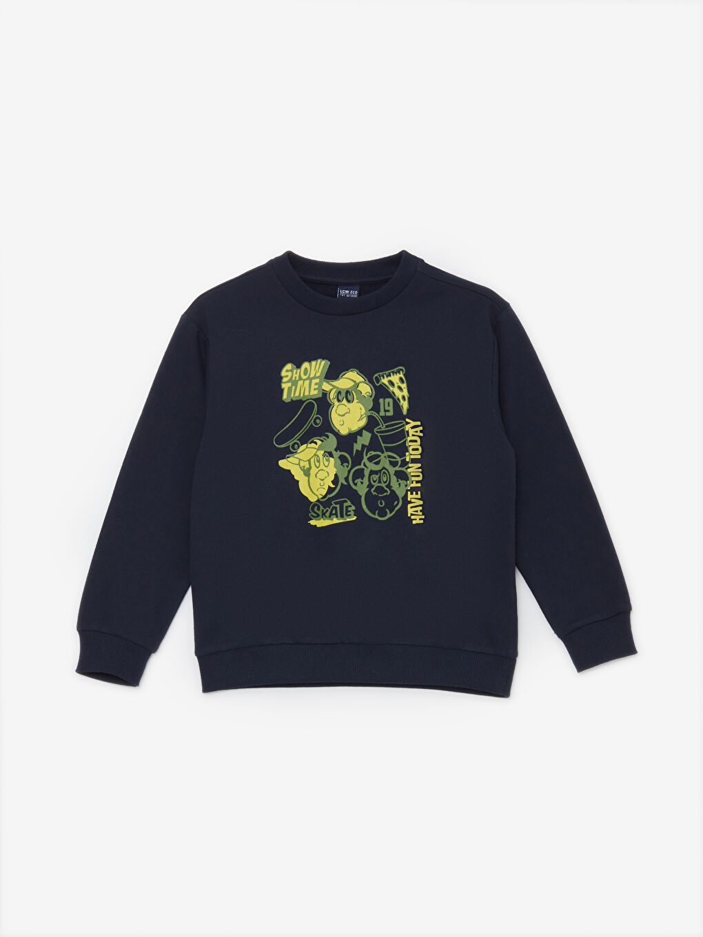 LCW ECO Lacivert Nostaljik Maymun Baskılı Erkek Çocuk Sweatshirt