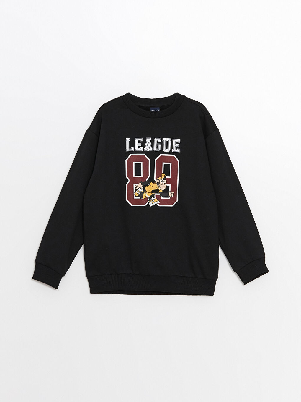 LCW ECO Yeni Siyah Nostaljik Maymun Baskılı Erkek Çocuk Sweatshirt