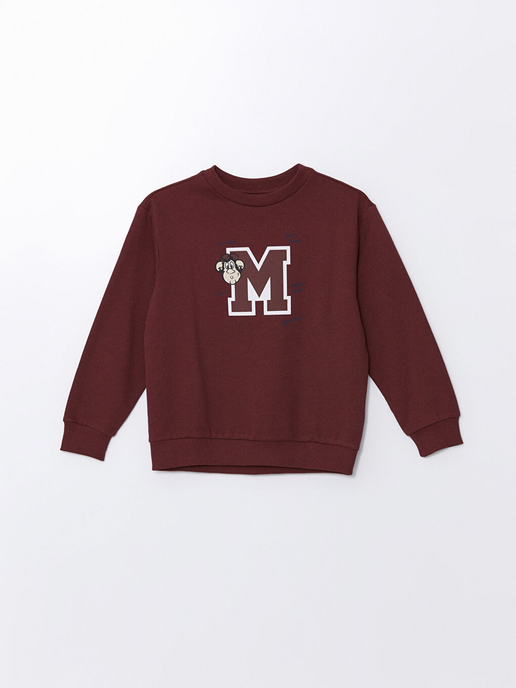 LCW ECO Bordo Nostaljik Maymun Baskılı Erkek Çocuk Sweatshirt