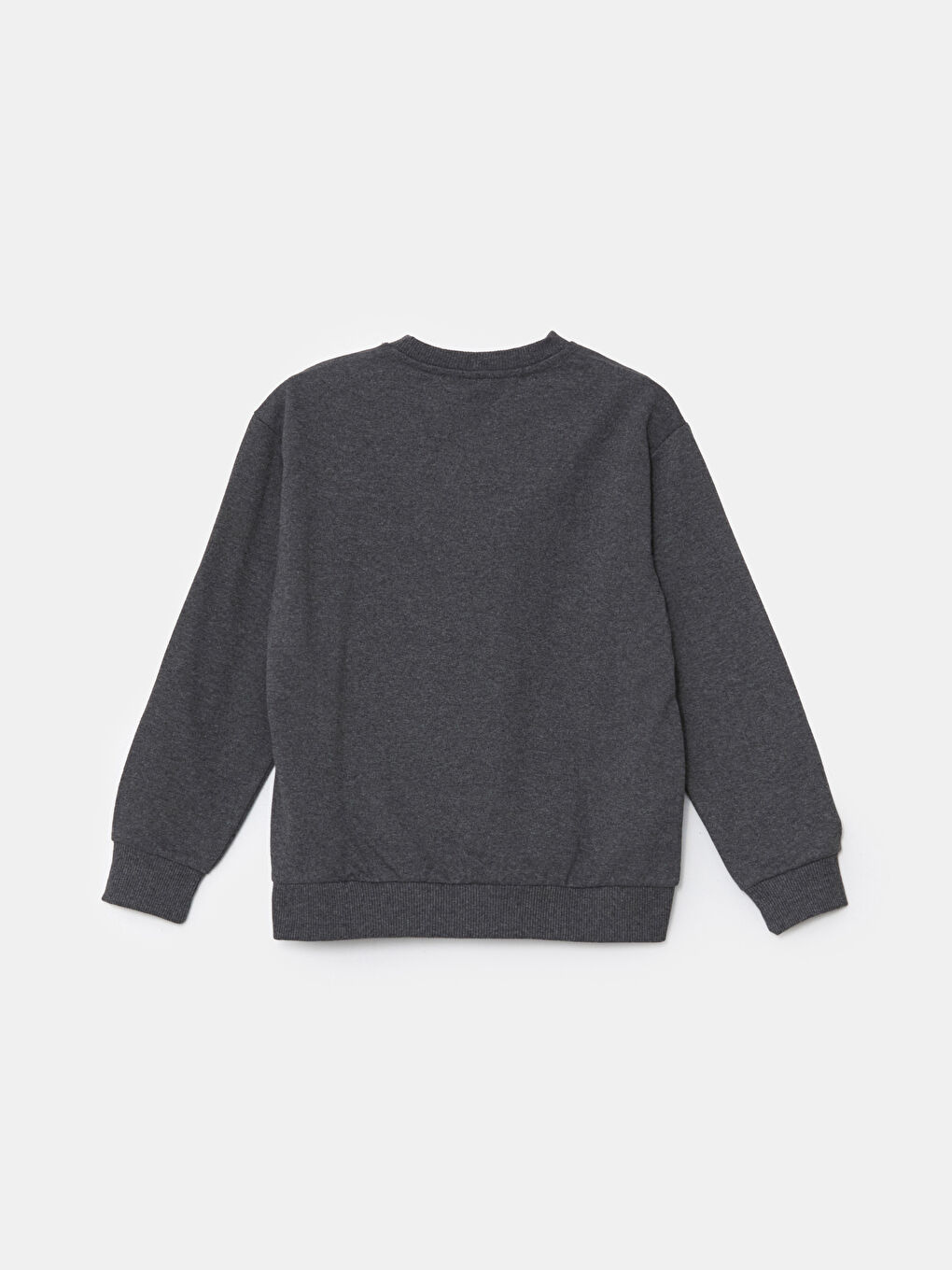 LCW ECO Koyu Gri Melanj Bisiklet Yaka Baskılı Uzun Kollu Erkek Çocuk Sweatshirt - 1