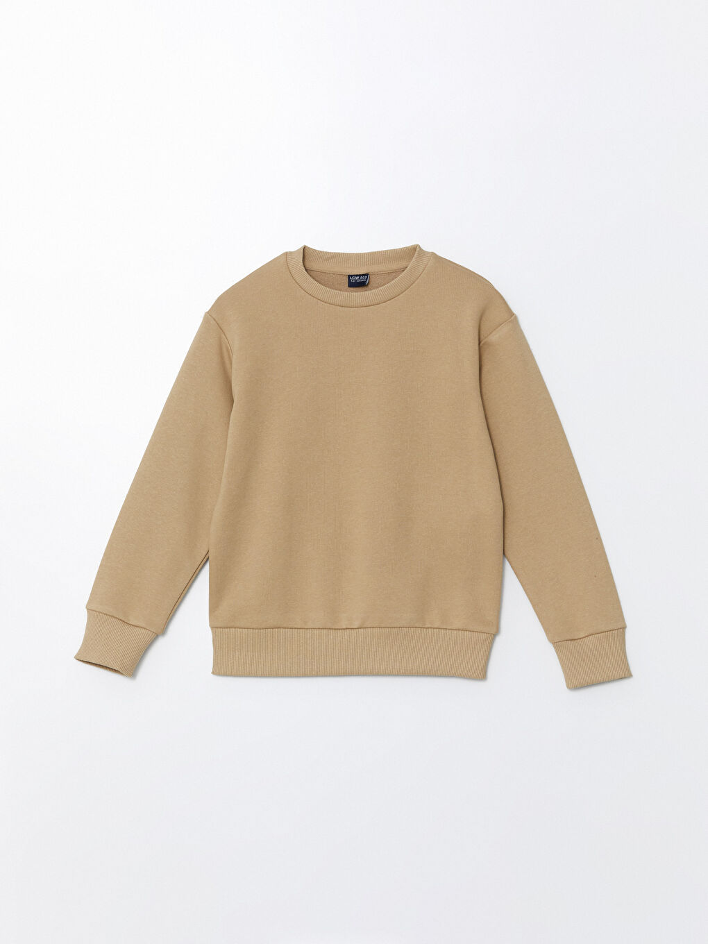 LCW ECO Bej Bisiklet Yaka Basic Uzun Kollu Erkek Çocuk Sweatshirt