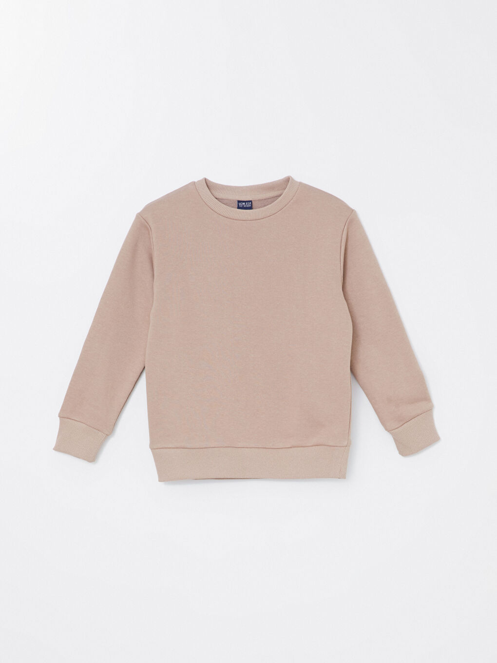 LCW ECO Açık Kahverengi Bisiklet Yaka Basic Uzun Kollu Erkek Çocuk Sweatshirt