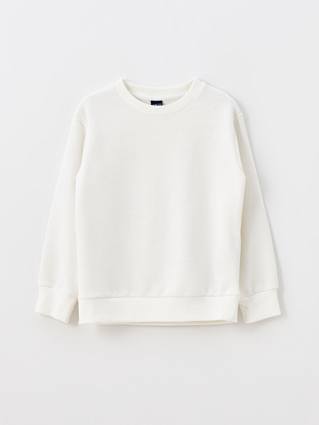 LCW ECO Ekru Bisiklet Yaka Basic Uzun Kollu Erkek Çocuk Sweatshirt