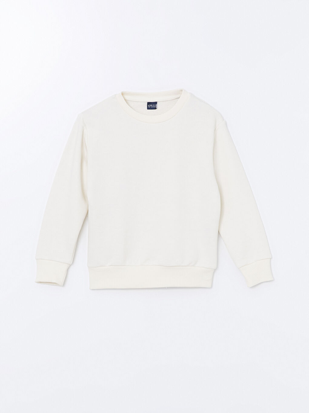 LCW ECO Açık Bej Bisiklet Yaka Basic Uzun Kollu Erkek Çocuk Sweatshirt