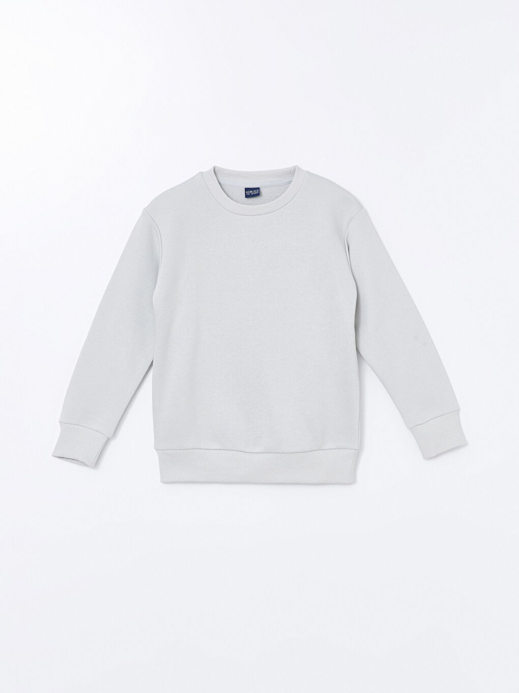 LCW ECO Açık Gri Bisiklet Yaka Basic Uzun Kollu Erkek Çocuk Sweatshirt