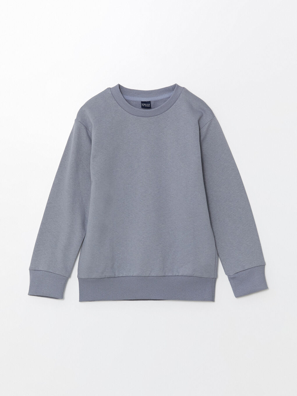 LCW ECO Mat Mavi Bisiklet Yaka Erkek Çocuk Sweatshirt