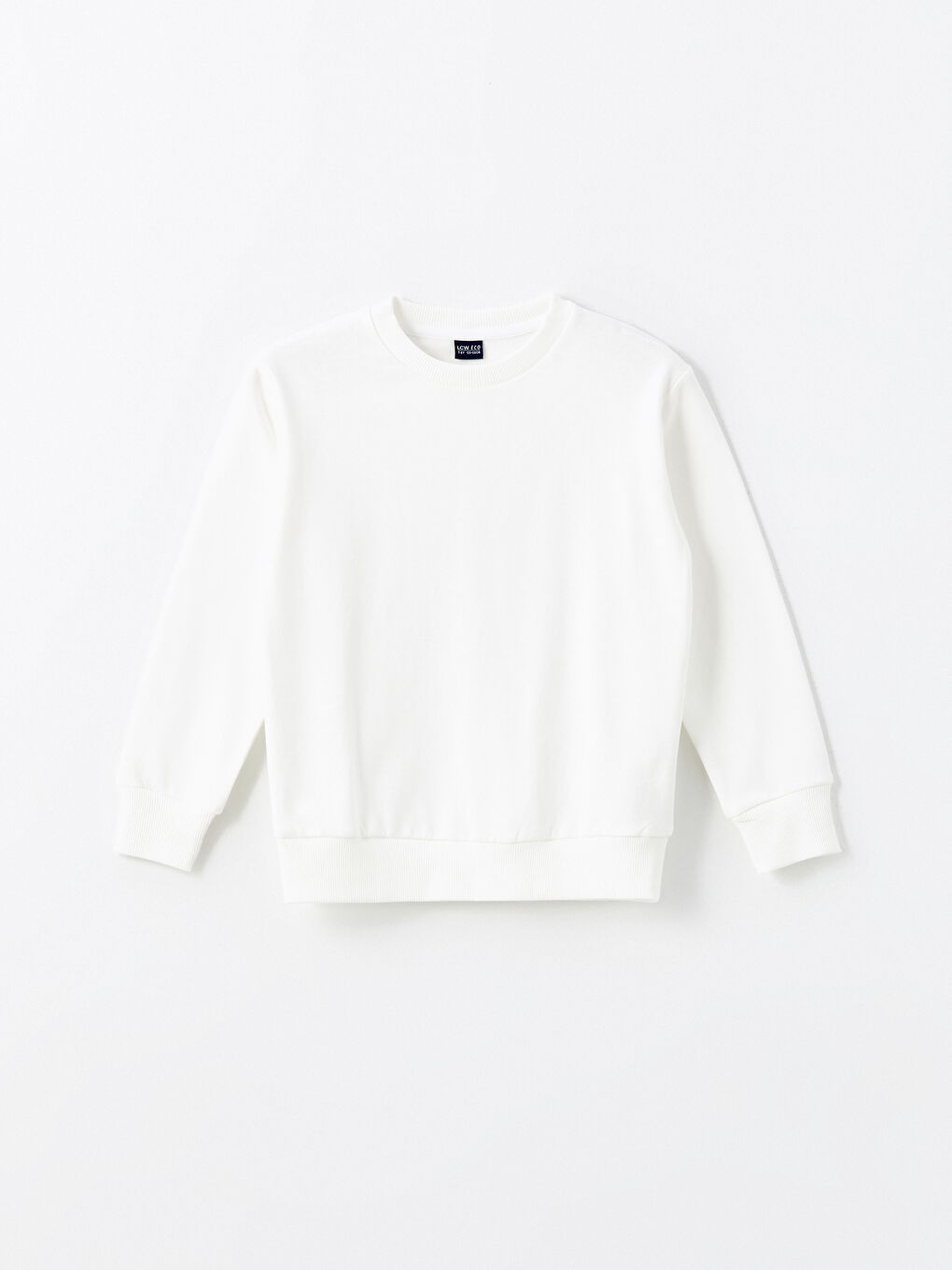 LCW ECO Ekru Bisiklet Yaka Erkek Çocuk Sweatshirt