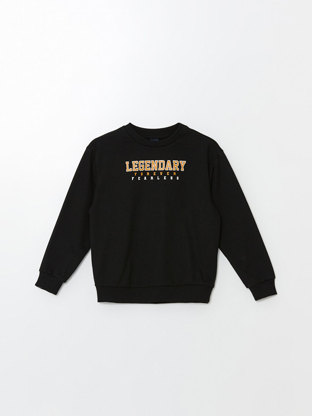 LCW ECO Yeni Siyah Bisiklet Yaka Baskılı Uzun Kollu Erkek Çocuk Sweatshirt