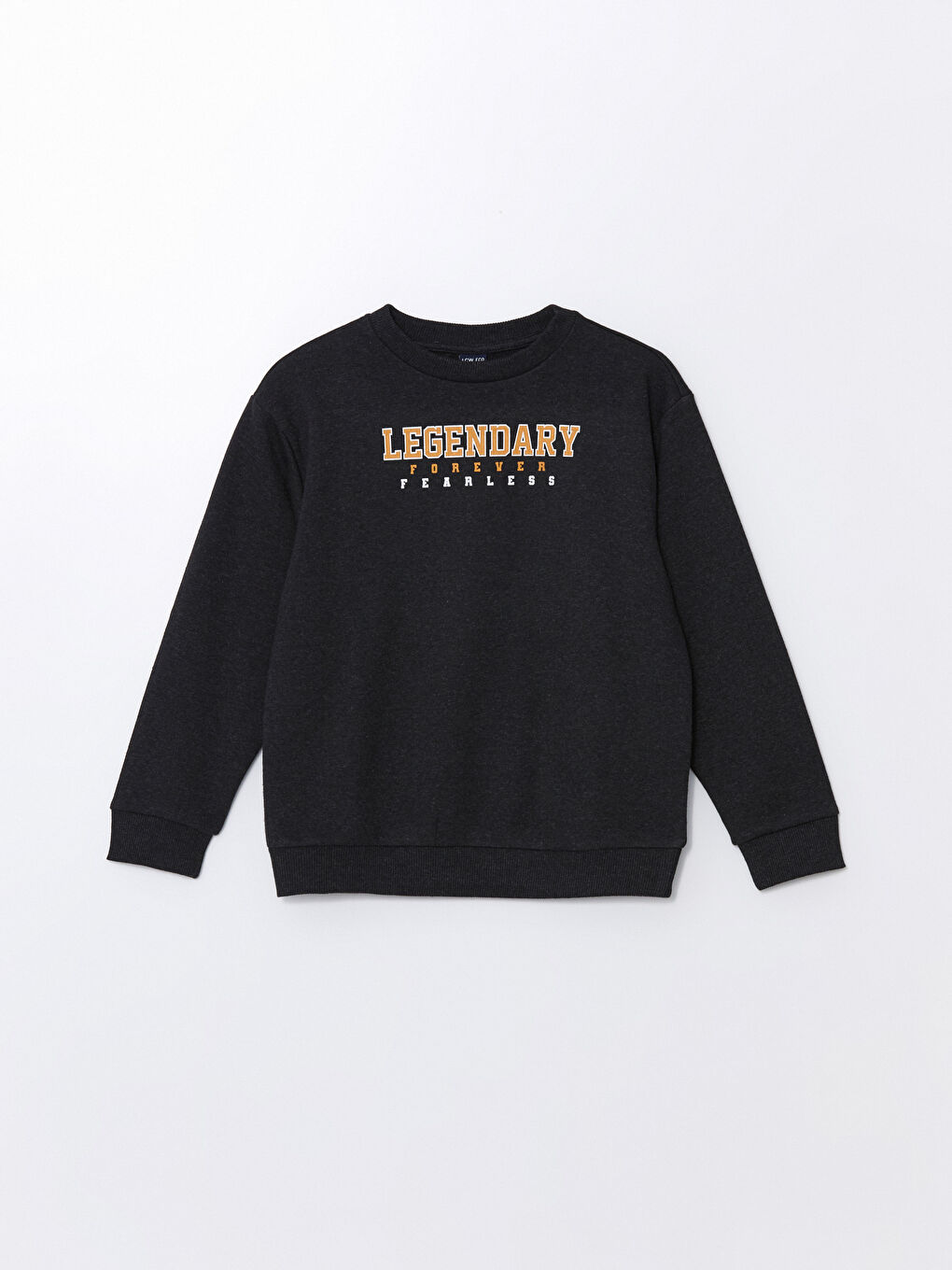 LCW ECO Antrasit Melanj Bisiklet Yaka Baskılı Uzun Kollu Erkek Çocuk Sweatshirt