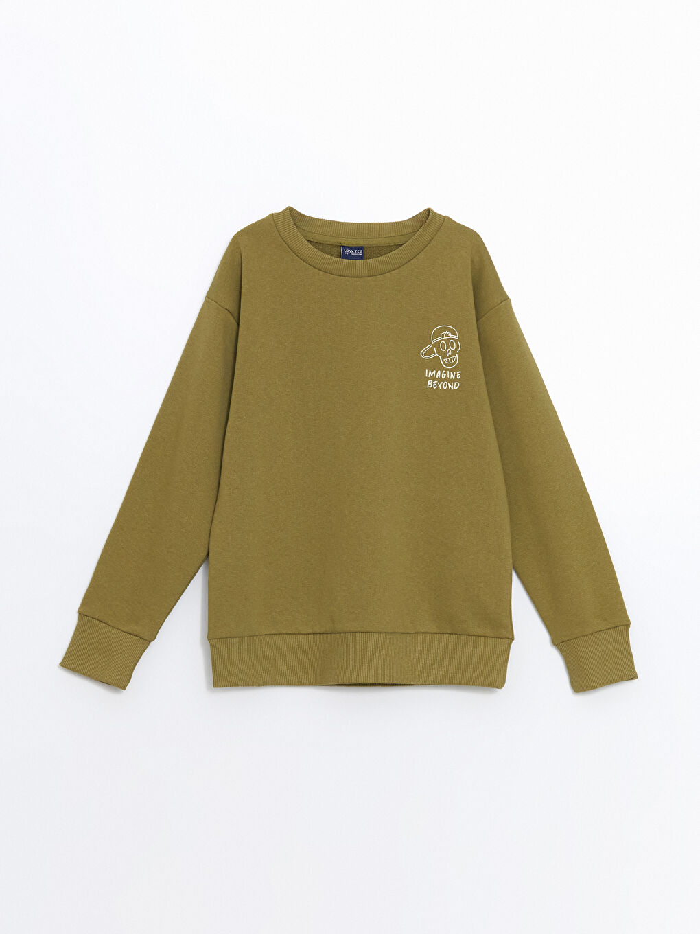 LCW ECO Haki Bisiklet Yaka Erkek Çocuk Sweatshirt