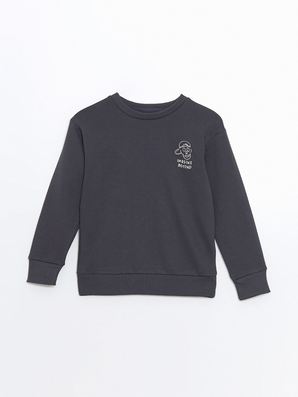 LCW ECO Antrasit Bisiklet Yaka Erkek Çocuk Sweatshirt