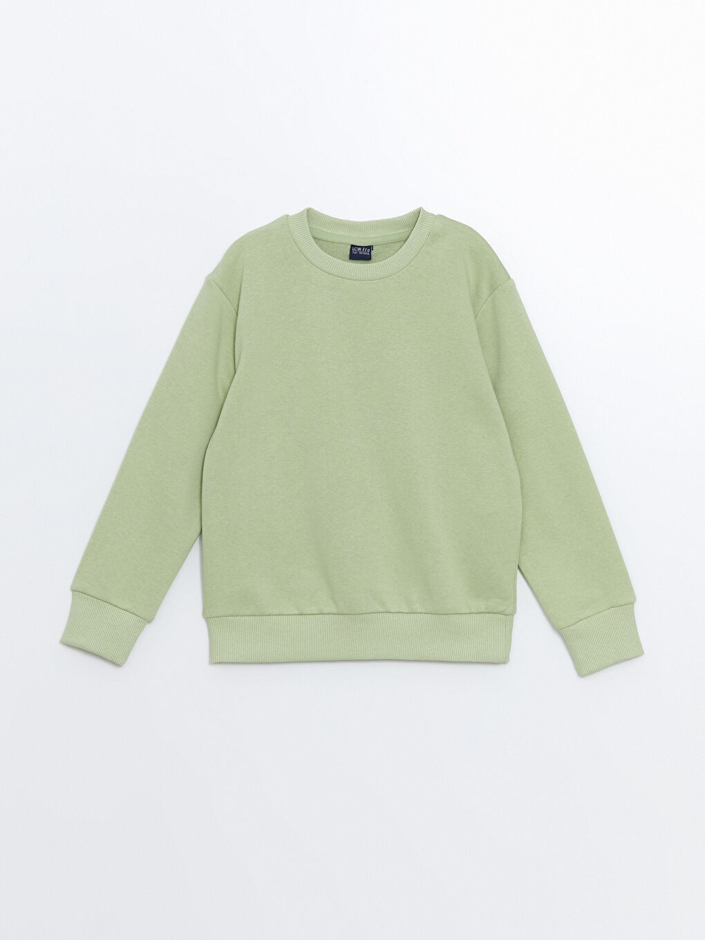 LCW ECO Açık Yeşil Bisiklet Yaka Basic Uzun Kollu Erkek Çocuk Sweatshirt