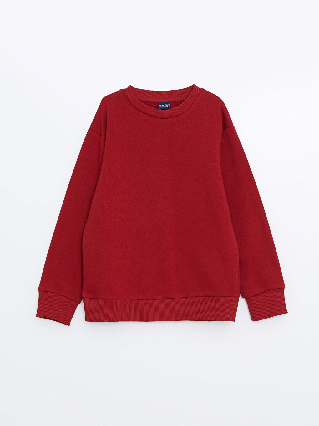 LCW ECO Koyu Kırmızı Bisiklet Yaka Basic Uzun Kollu Erkek Çocuk Sweatshirt