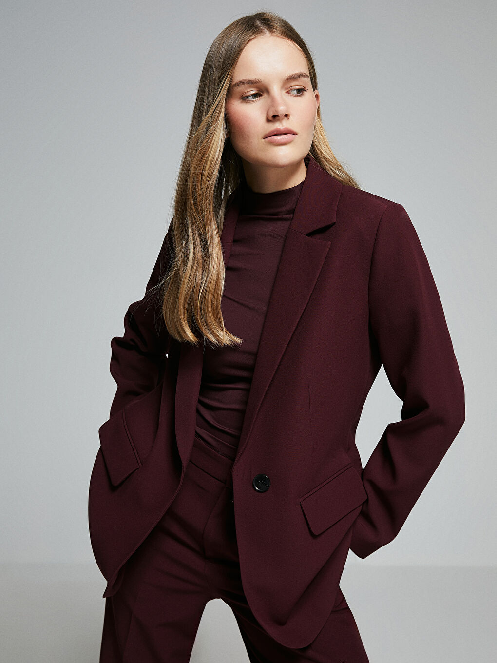 Bordo Kadın Blazer Ceket