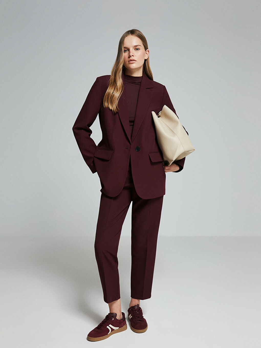 Bordo Kadın Blazer Ceket-1