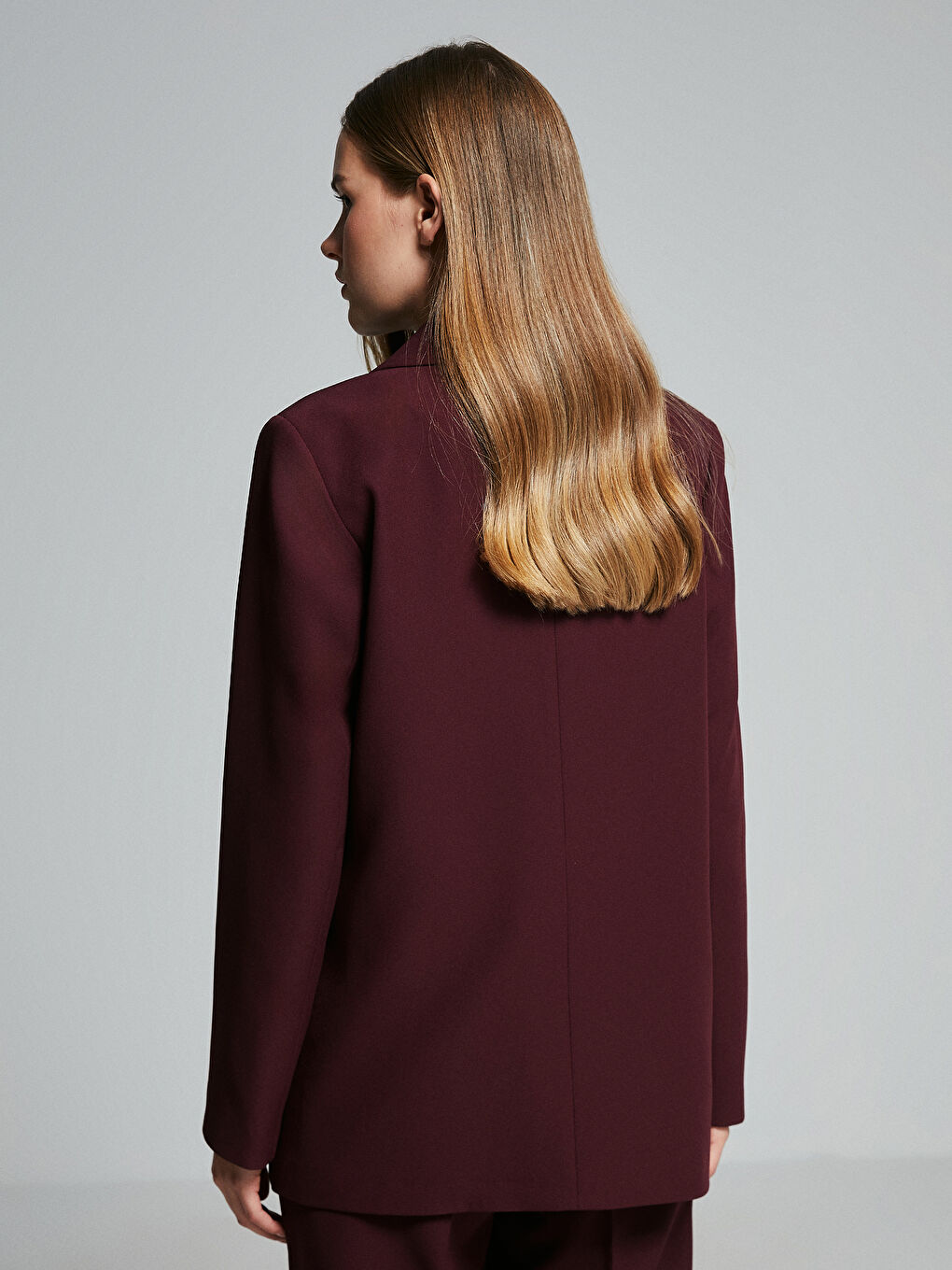 Bordo Kadın Blazer Ceket-4