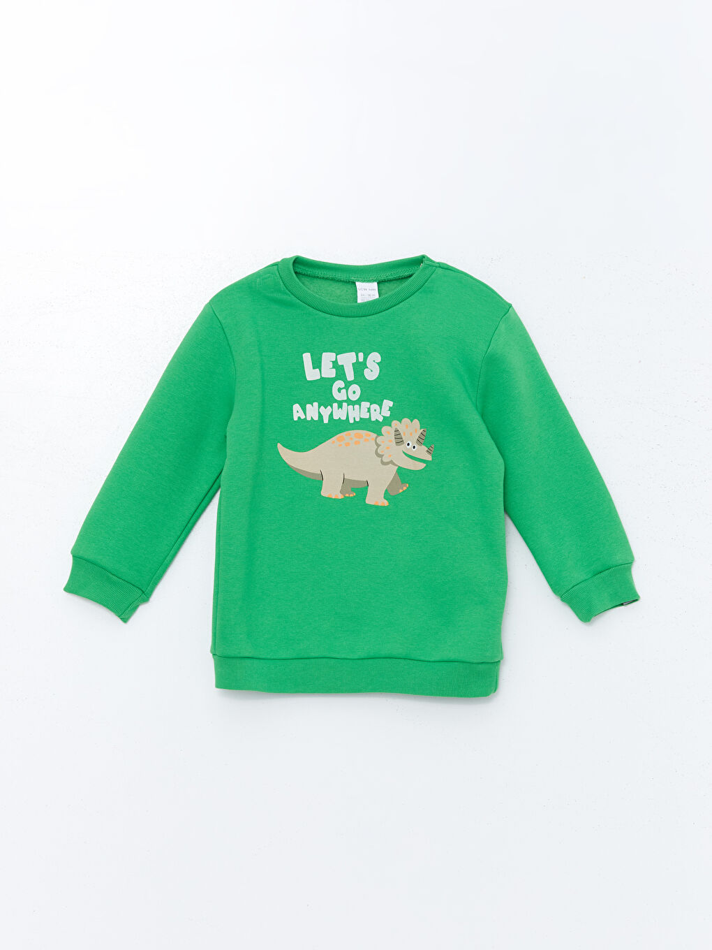 LCW baby Canlı Yeşil Bisiklet Yaka Uzun Kollu Basic Erkek Bebek Sweatshirt ve Eşofman Alt 2'li - 1