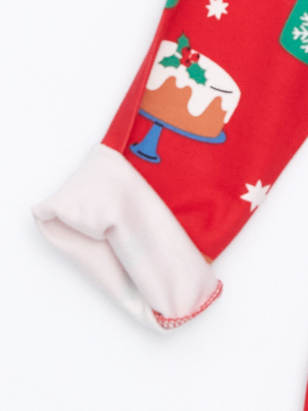 Kırmızı Bisiklet Yaka Yılbaşı Temalı Kız Çocuk Pijama Üst-2