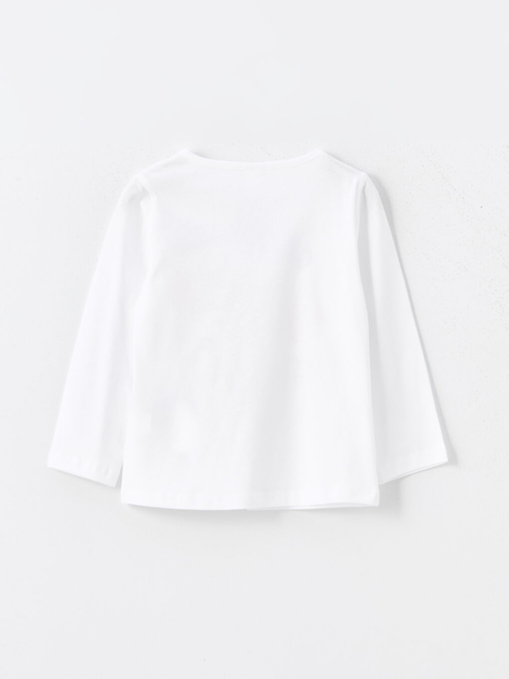 Beyaz Bisiklet Yaka Uzun Kollu Baskılı Kız Bebek Tişört-1