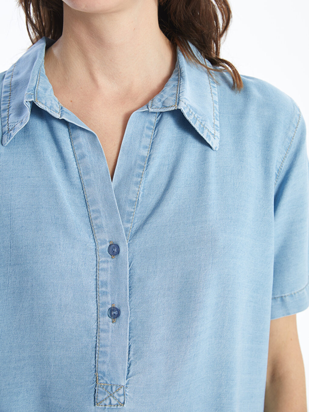 LCW Jeans فستان جينز بياقة قميص للسيدات -W4IK00Z8-H45
