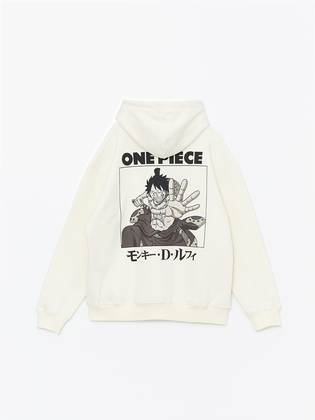 XSIDE Uçuk Bej Uzun Kollu One Piece Baskılı Erkek Hoodie - 5