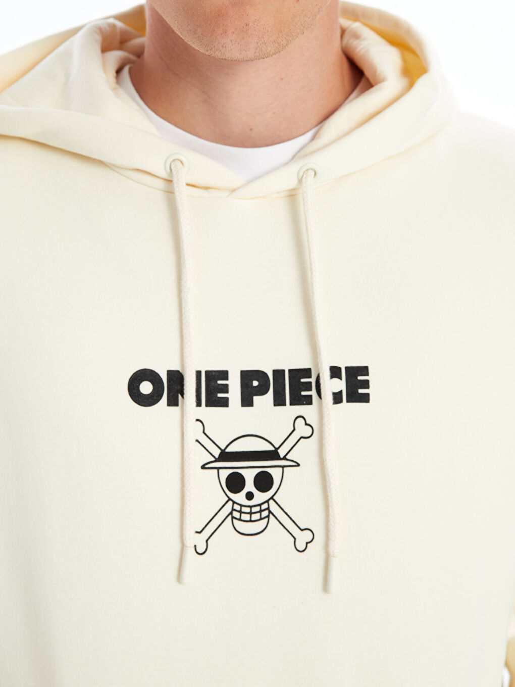 XSIDE Uçuk Bej Uzun Kollu One Piece Baskılı Erkek Hoodie - 2