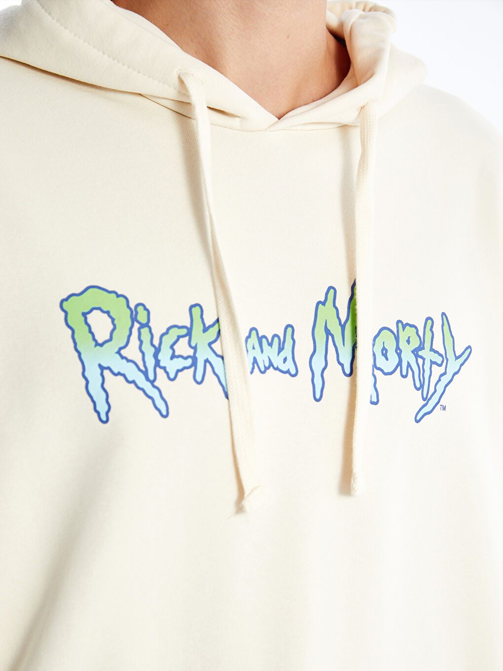 XSIDE Uçuk Bej Uzun Kollu Rick and Morty Baskılı Erkek Hoodie - 3