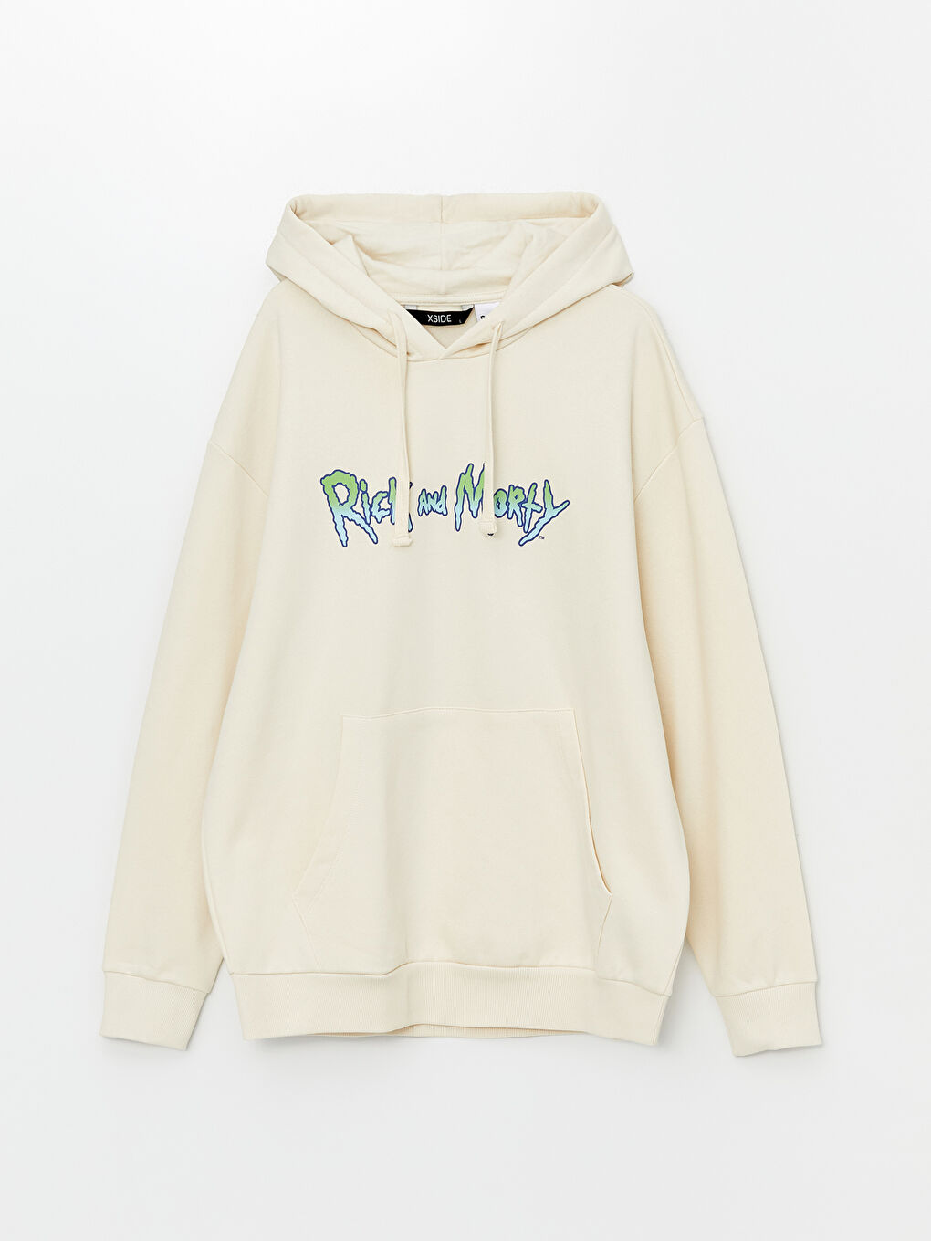 XSIDE Uçuk Bej Uzun Kollu Rick and Morty Baskılı Erkek Hoodie - 5