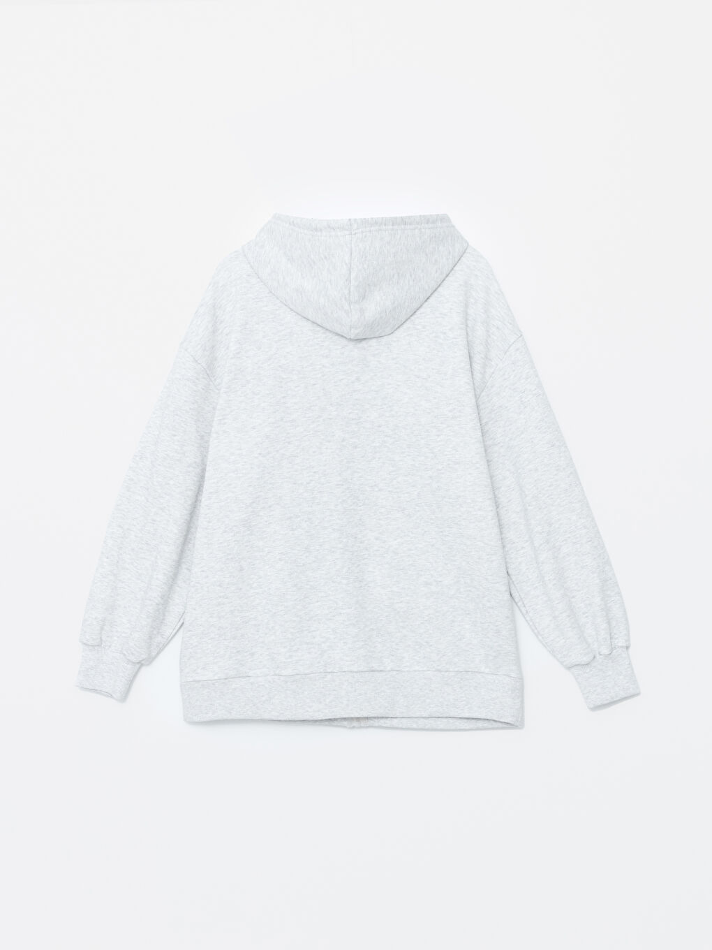 XSIDE ACTIVE Gri Melanj Kapüşonlu Baskılı Oversize Kadın Kalın Fermuarlı Sweatshirt - 1