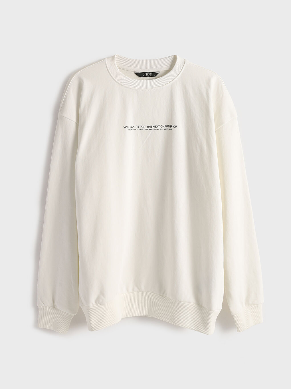 سويت شيرت كم طويل مطبوع بياقة دائرية للرجال