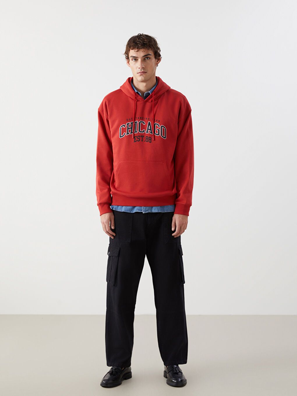 Толстовка Мужская С Принтом Chicago И Карманом Кенгуру-1