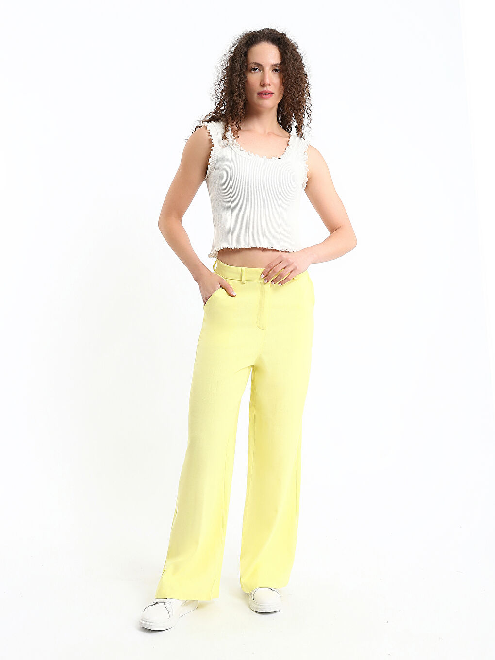 Elasticated Waist Wide Leg Trousers