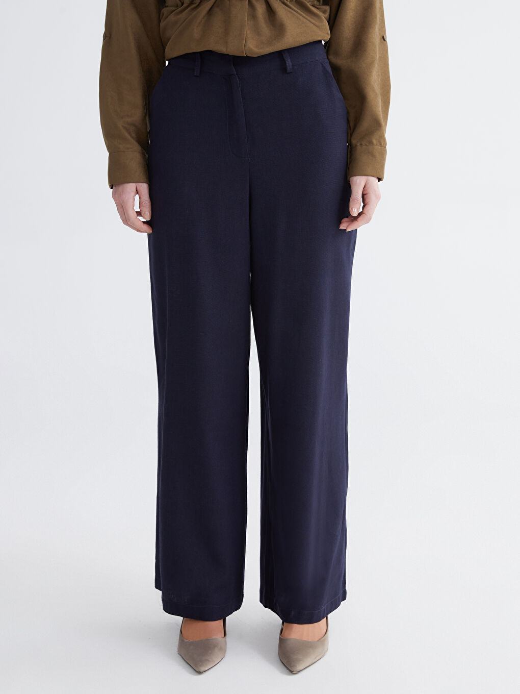 Elasticated Waist Wide Leg Trousers-1