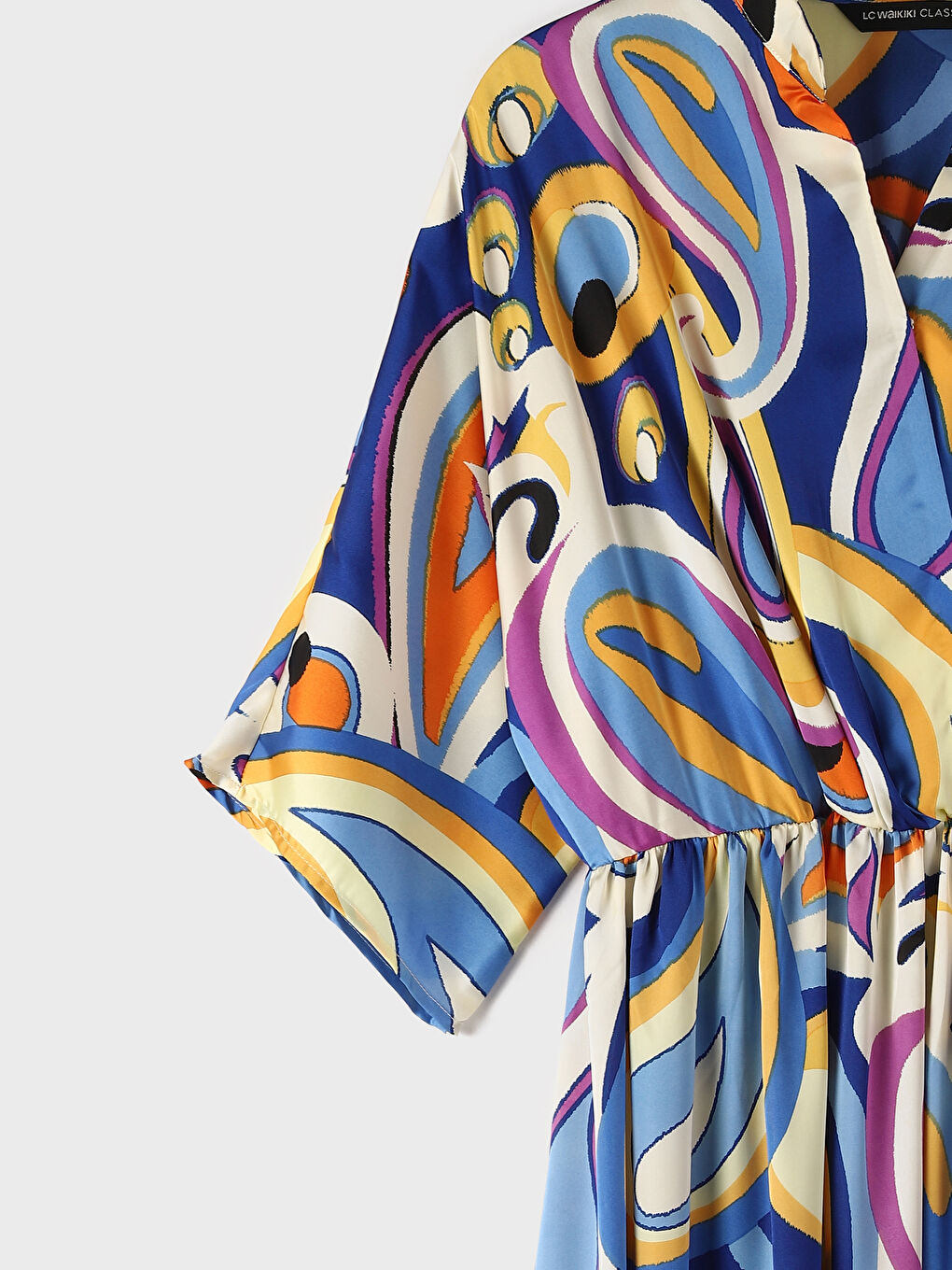 Double Breasted Patterned Women's Dress-3