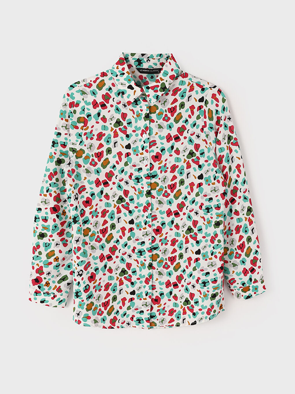 Patterned Long Sleeve Oversize Women's Shirt