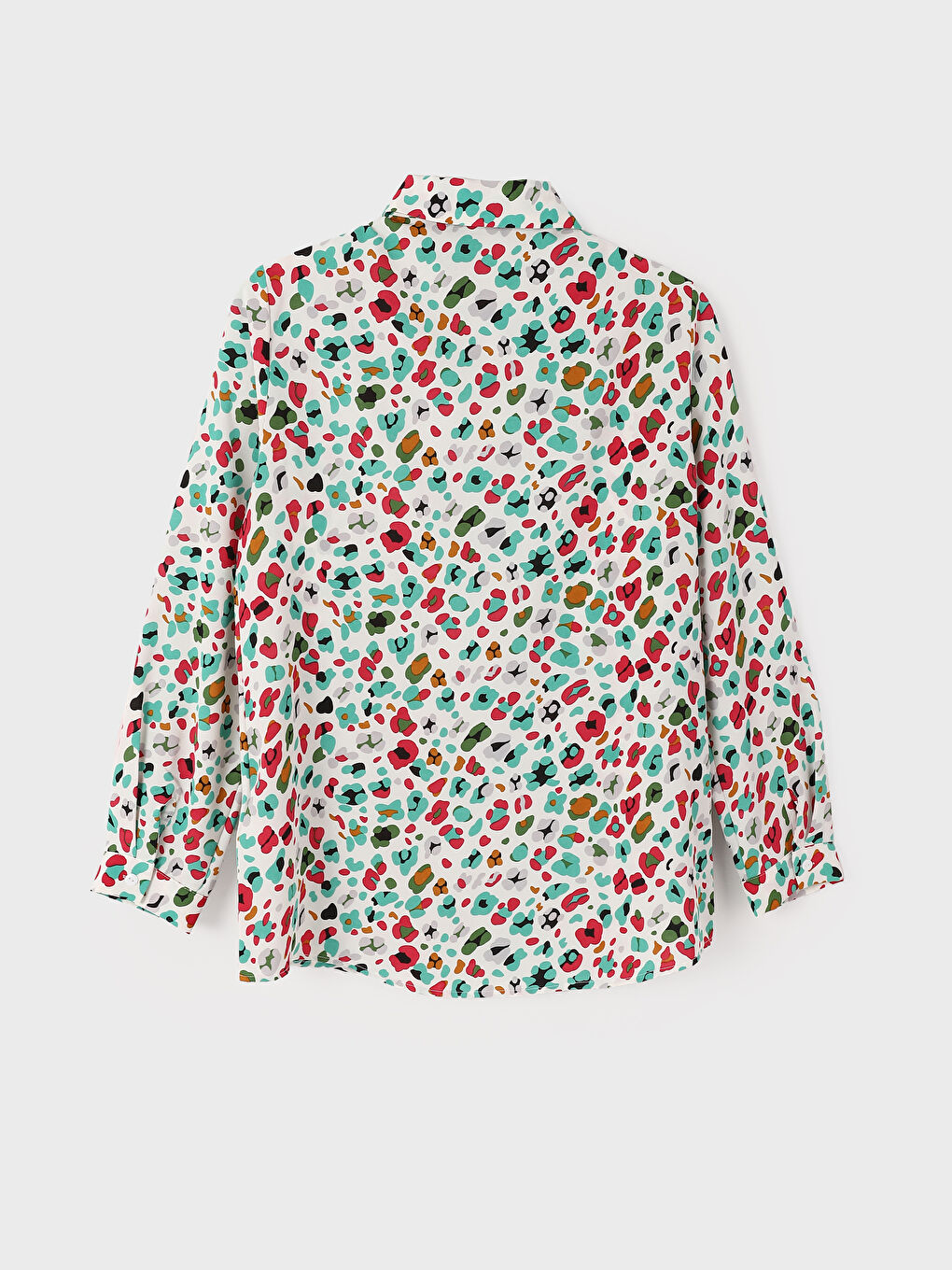 Patterned Long Sleeve Oversize Women's Shirt-1