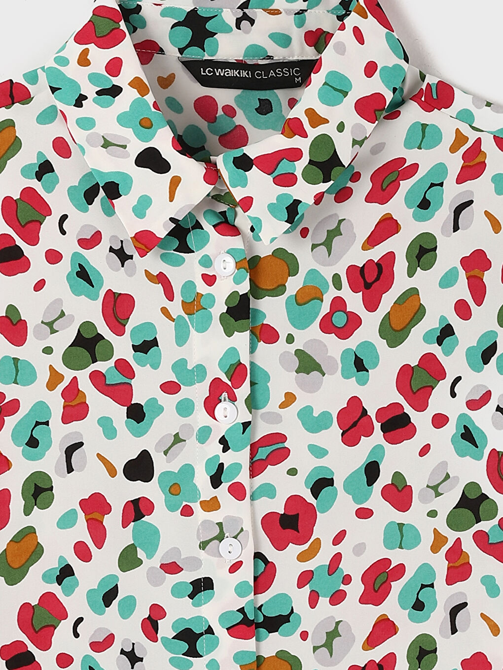 Patterned Long Sleeve Oversize Women's Shirt-3