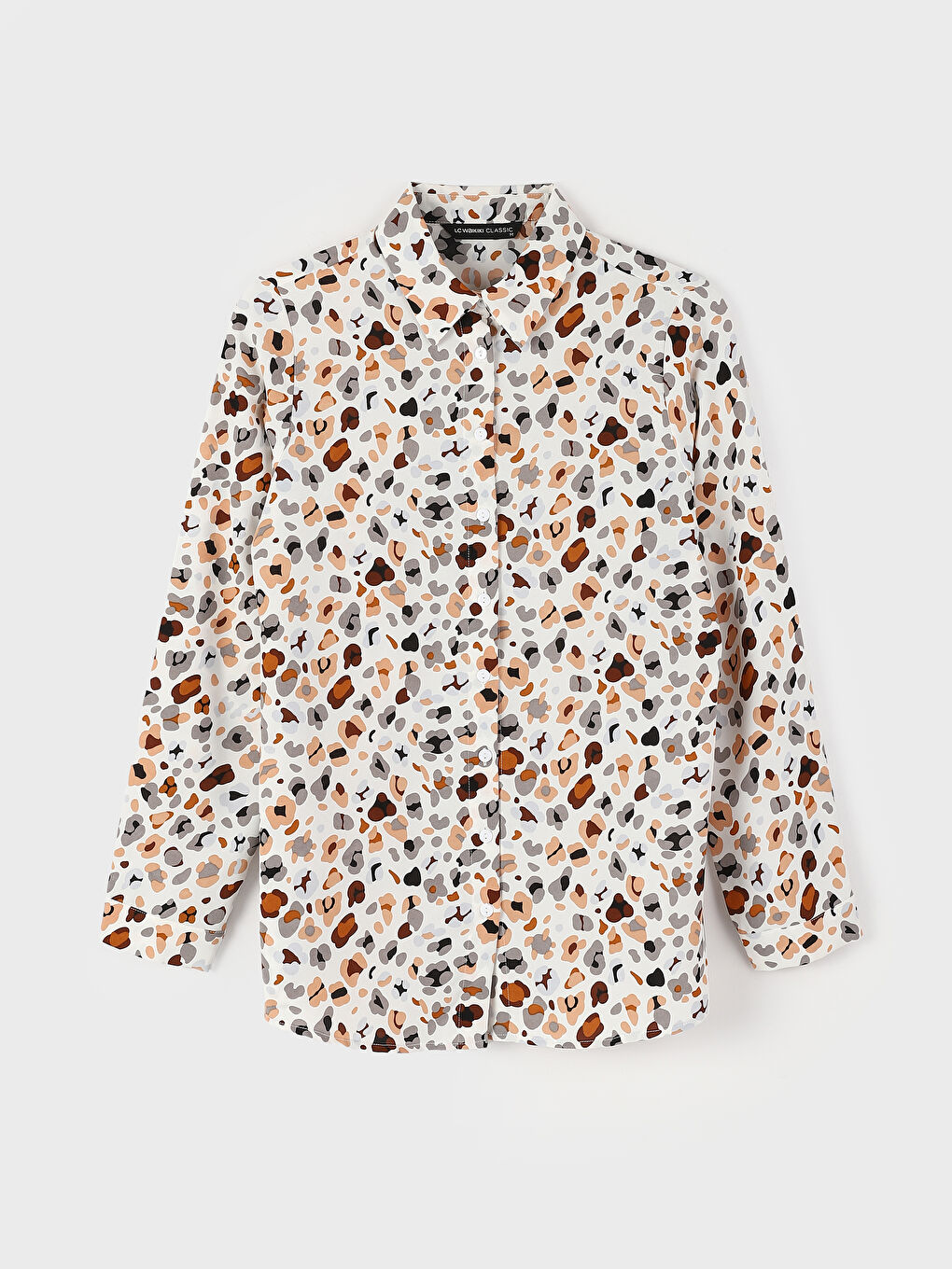 قميص نسائي أوفراسايز كم طويل منقوش