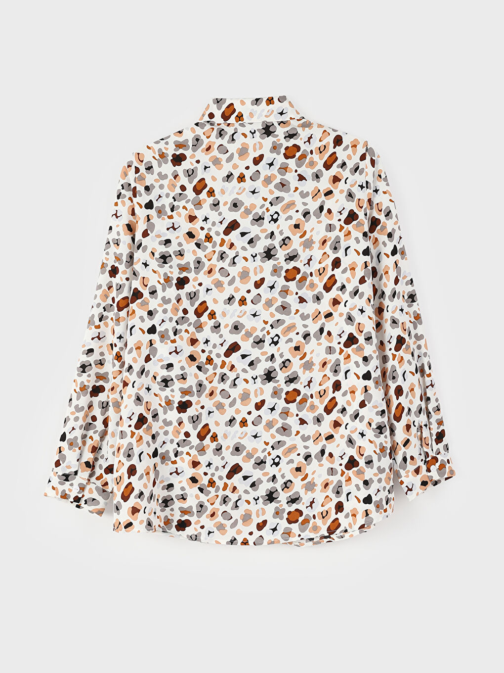 قميص نسائي أوفراسايز كم طويل منقوش-1