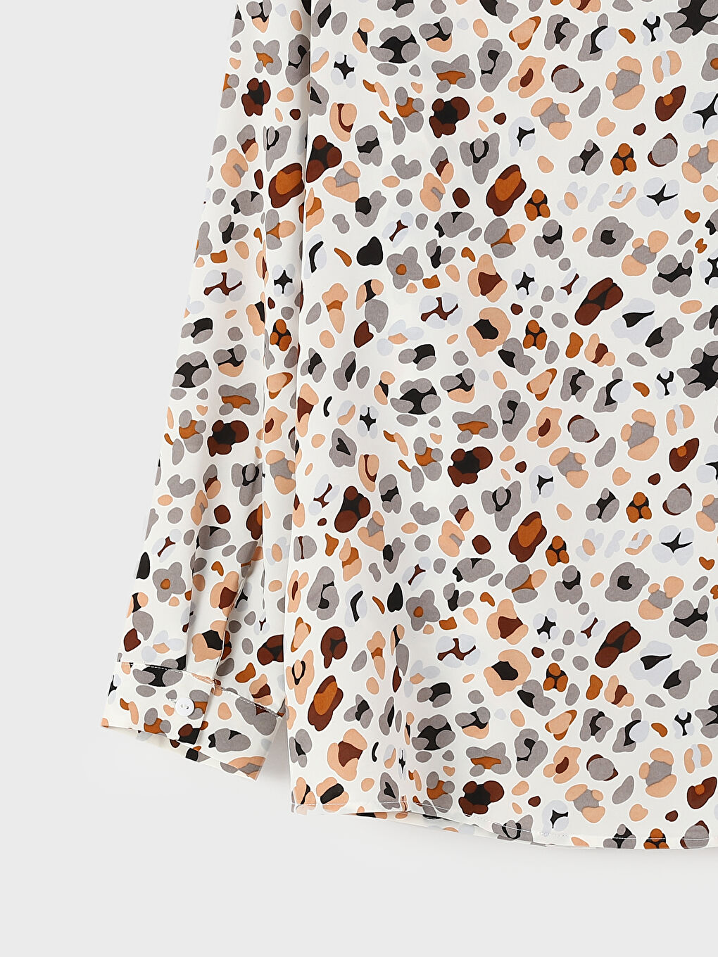 قميص نسائي أوفراسايز كم طويل منقوش-2