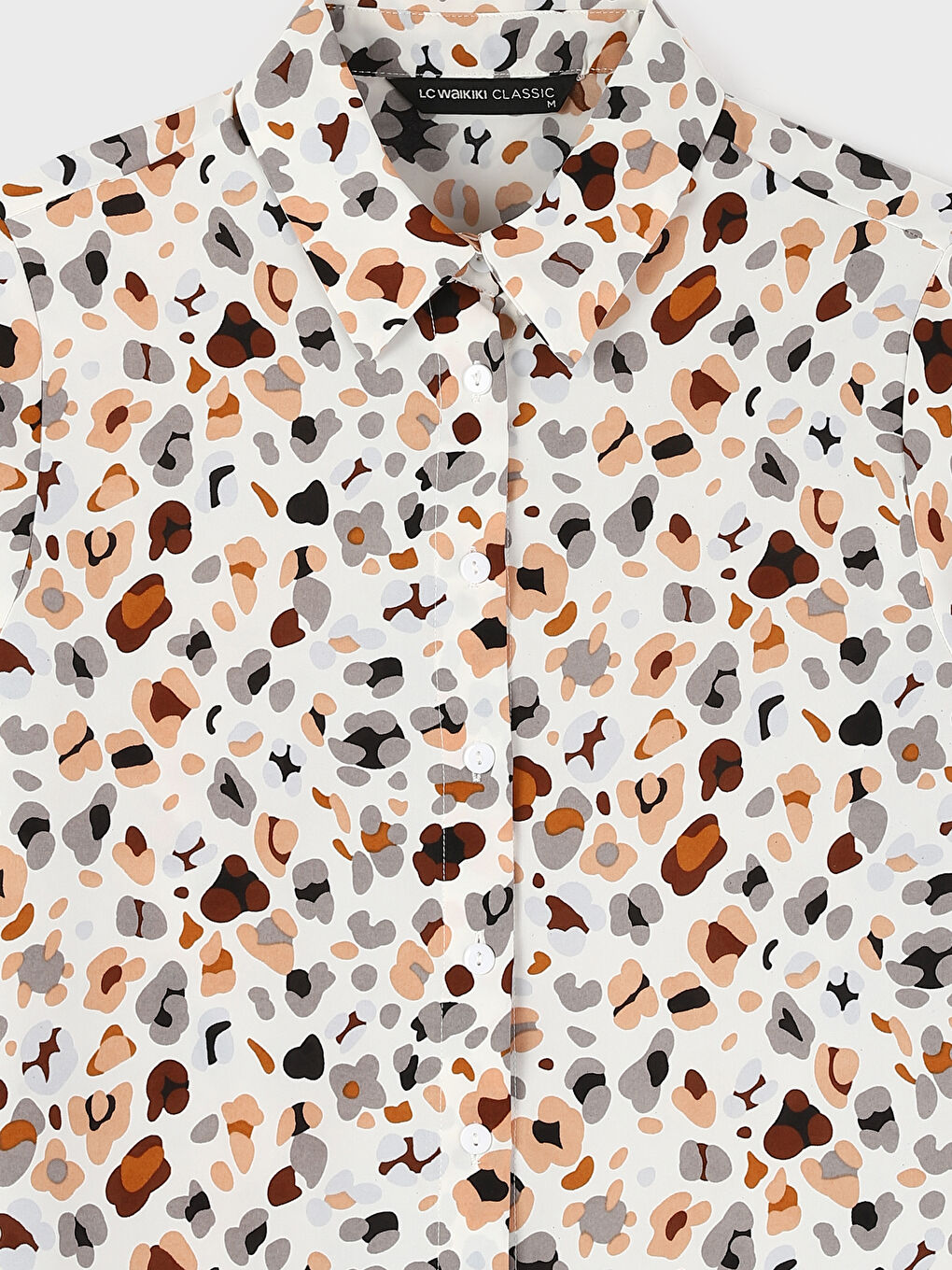 قميص نسائي أوفراسايز كم طويل منقوش-3