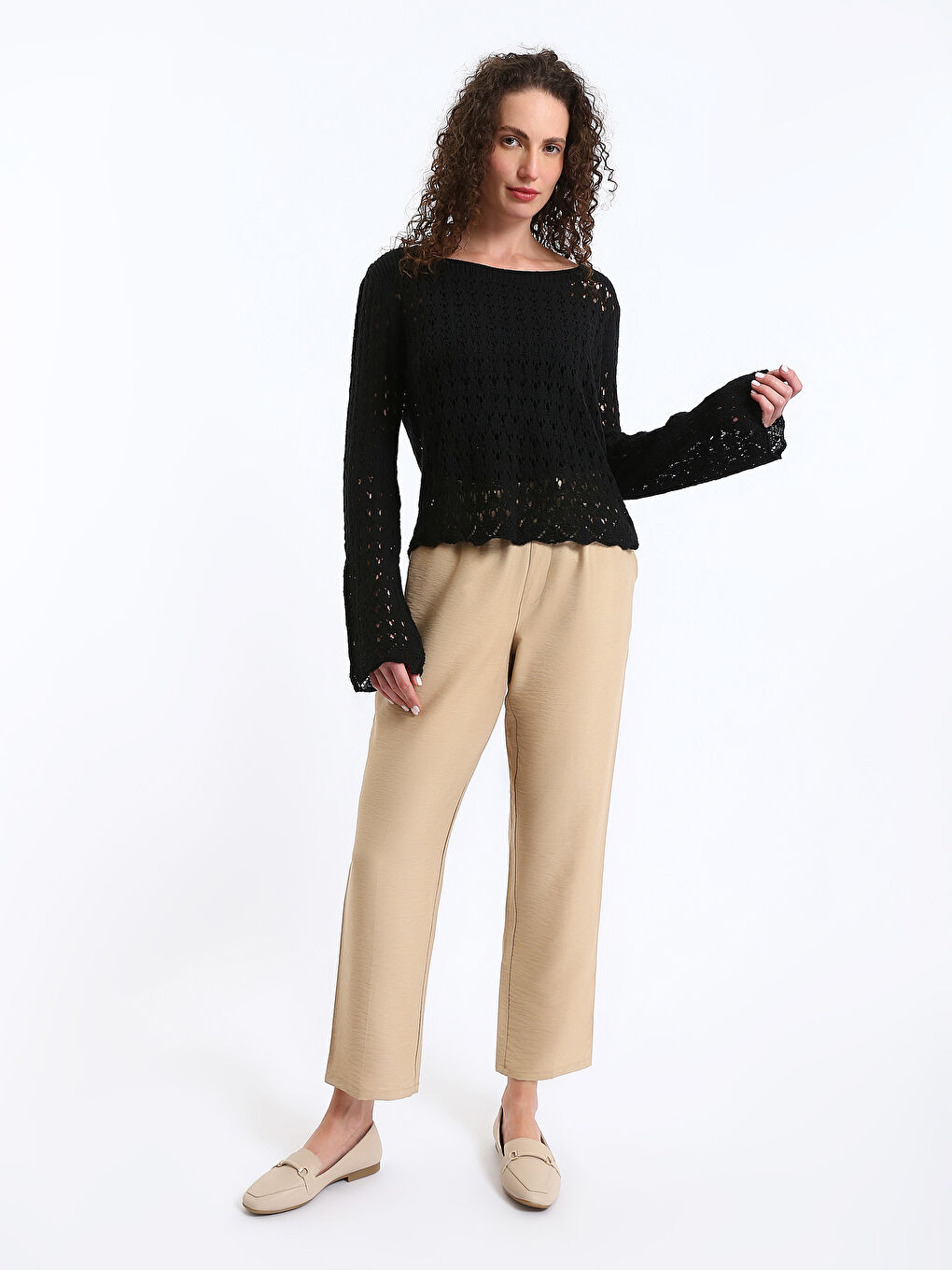 Crew Neck Hole-Knitted Women's Knitwear Sweater-1