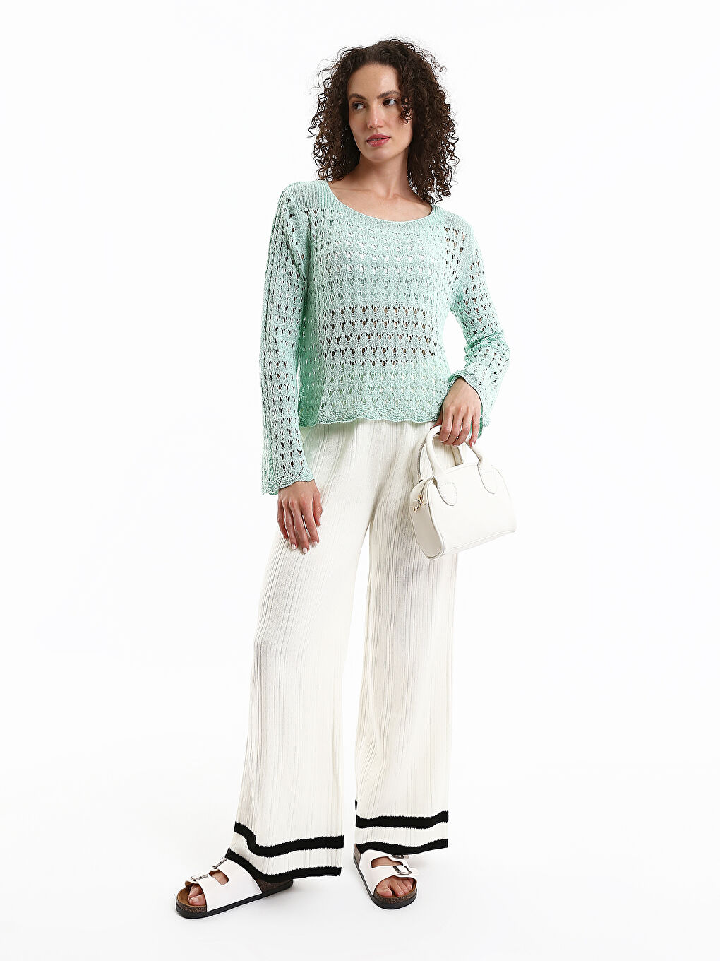 Crew Neck Hole-Knitted Women's Knitwear Sweater-1