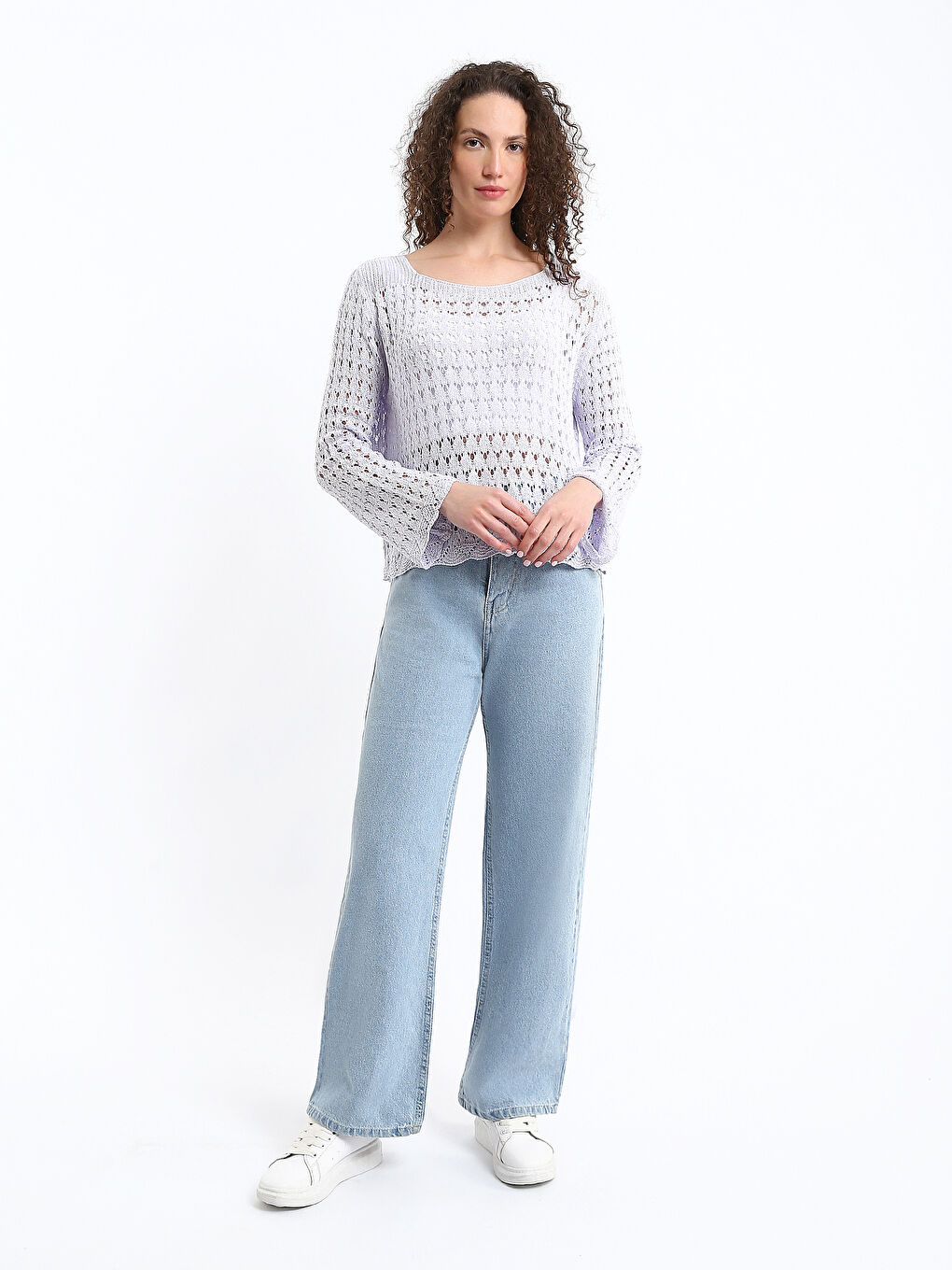 Crew Neck Hole-Knitted Women's Knitwear Sweater-1