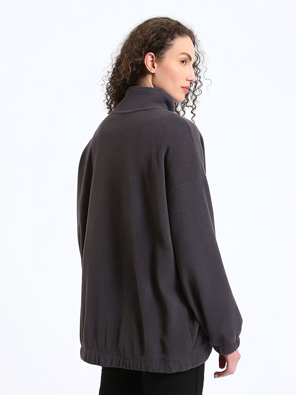 Funnel Neck Oversize Women's Zip-Up Sweatshirt-4